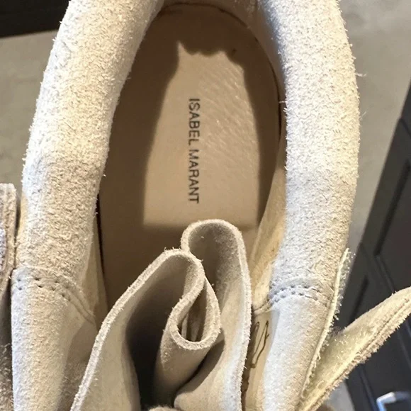 Isabel Marant Cream Suede High-Top Sneakers - Picture 3 of 7